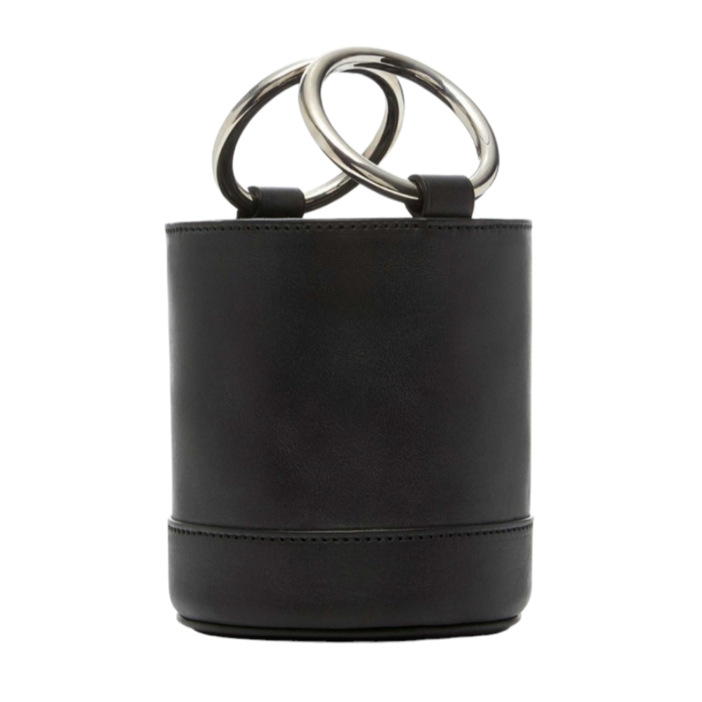 Simon Miller Black Leather Mini Bucket Bag Made in Italy